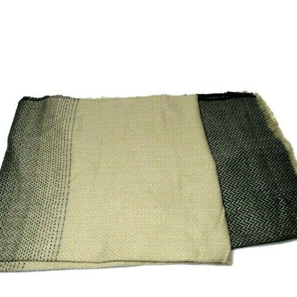 C Scarf Wrap Herringbone Unisex Gray Tan - Picture 5 of 5